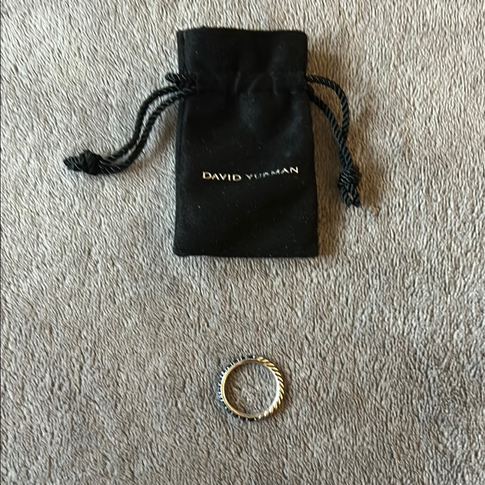 David Yurman Two-Tone Twisted Cable Ring with London Blue Topaz! 100% Authentic!